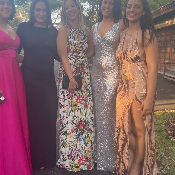 Badgley Mischka Silver Gown Size 4 - Picture 12 of 13